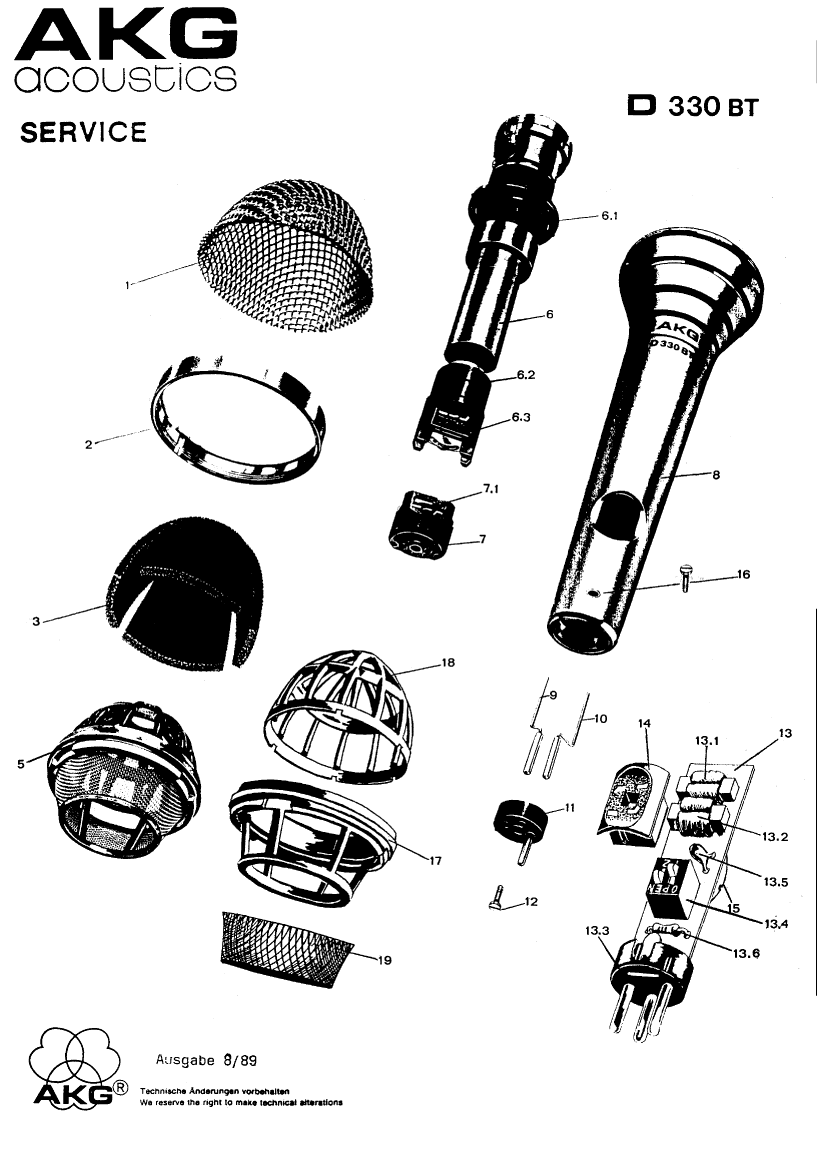 AKG D 330 BT parts list