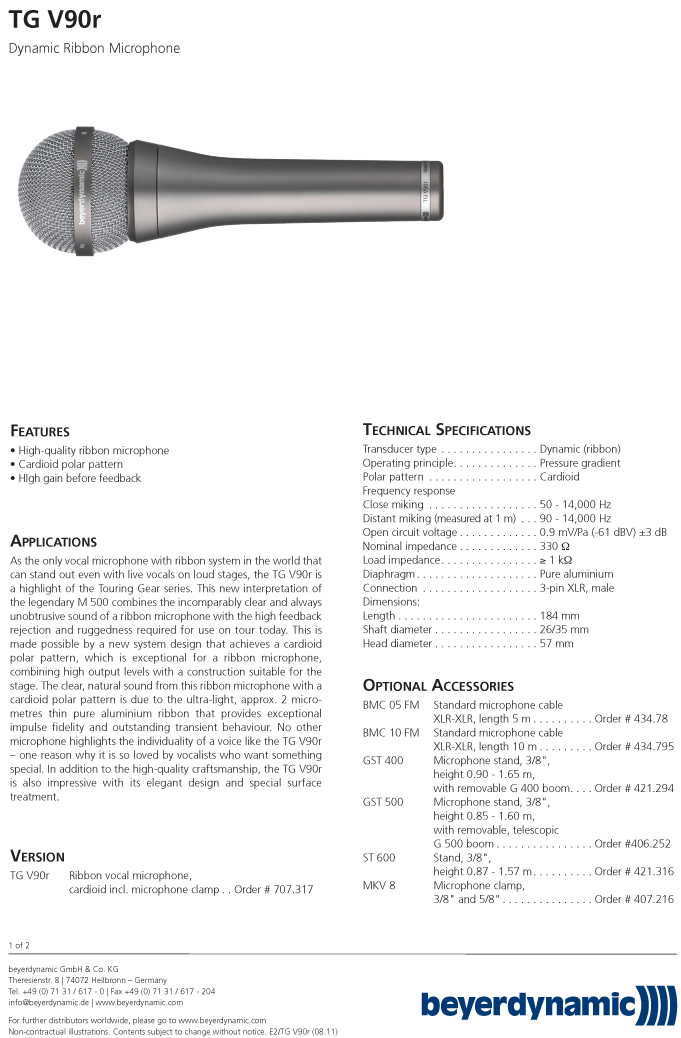 Beyerdynamic TG V90R sheet p1